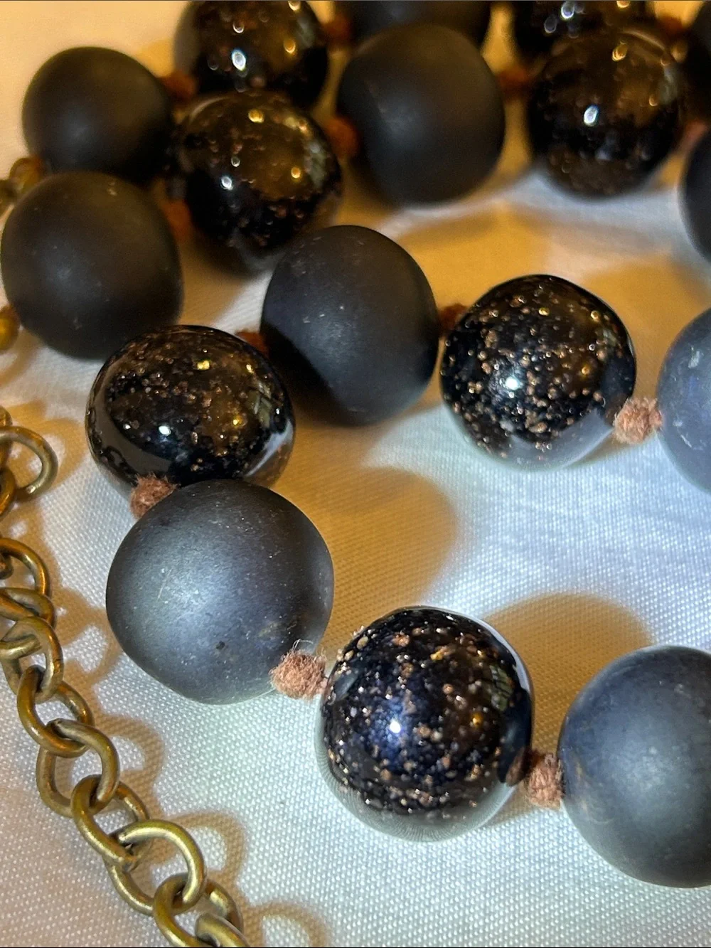Gold Flake Obsidian Statement Necklace - Unbranded